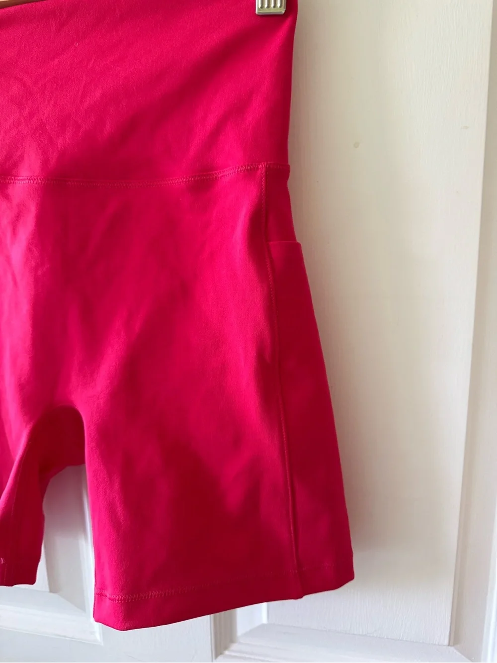 Red High-Rise Biker Shorts